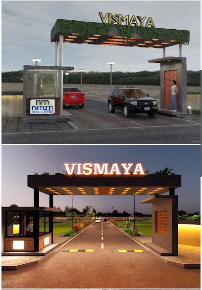 Entrance arch render, day & night